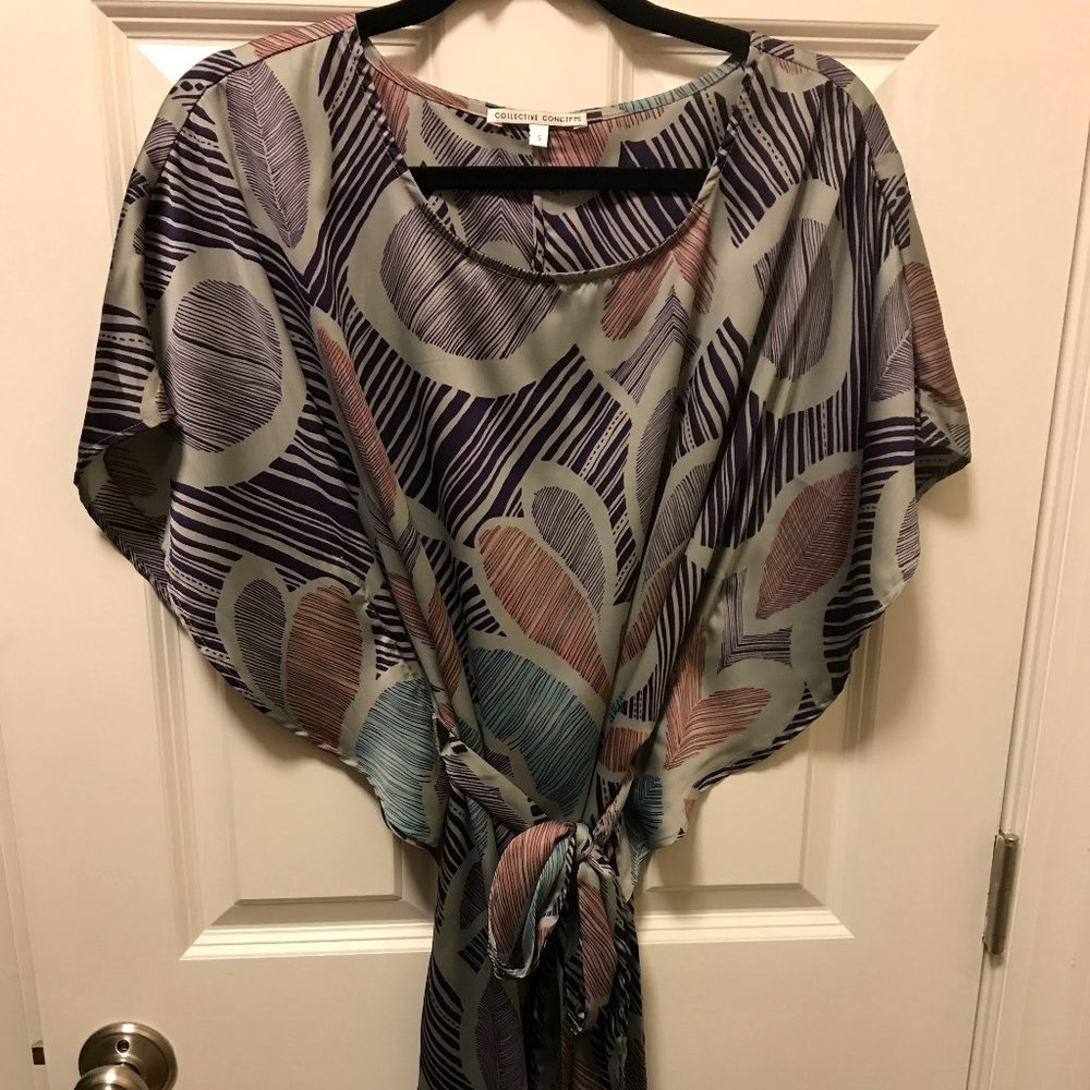 Collective Concepts kimono sleeve mini dress w tie